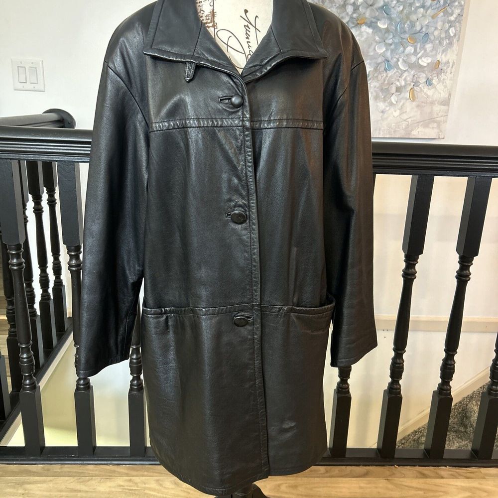 Men's Large Donna Belle BLACK‎ LEATHER Jacket Vintage